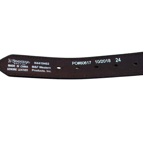 Nocona Women’s Hand Tooled Brown Leather Belt w Western Design, Size 24, 2018 - Picture 6 of 7